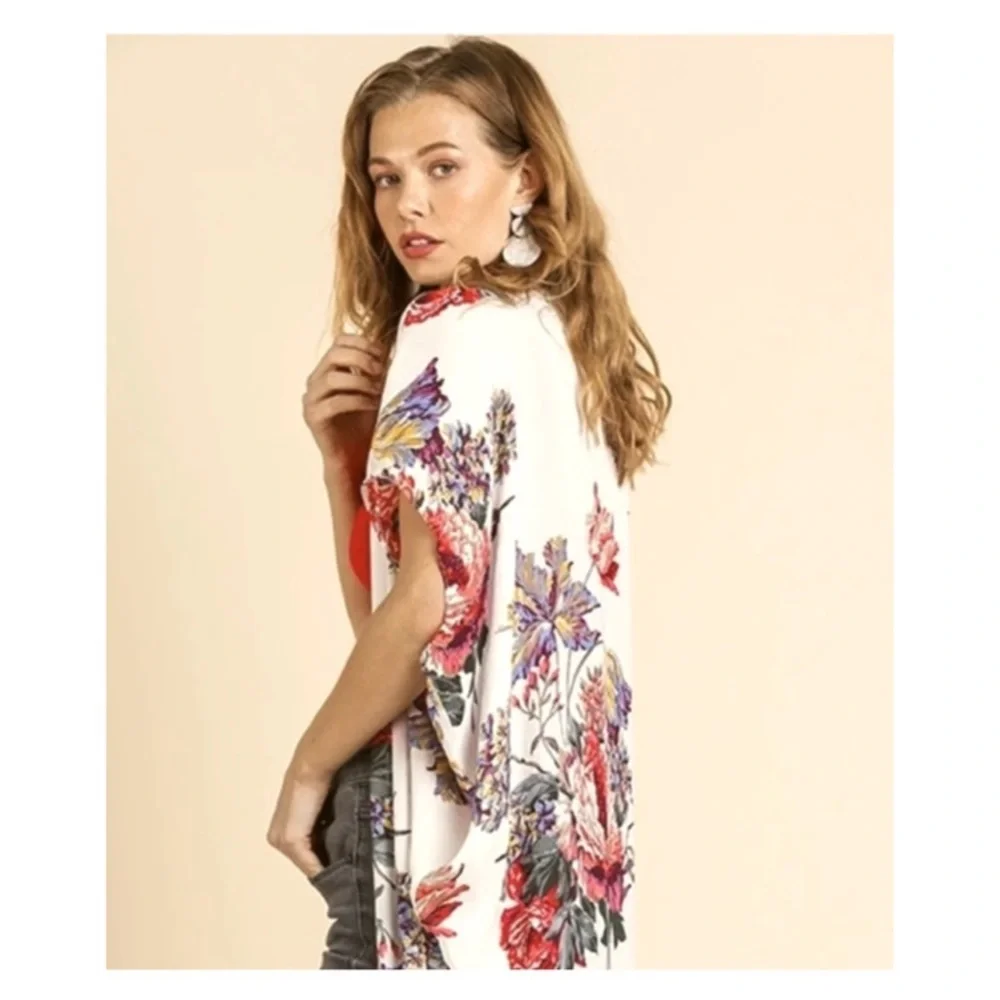 Vince Camuto Kimono Tunic Top Retro silk-like kimono One Size - Picture 7 of 8